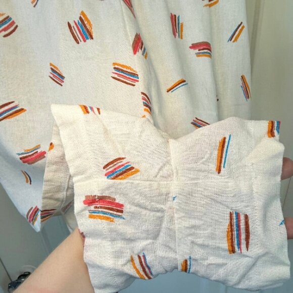 LUSH Linen Blend Abstract Print White Shorts Size M - Picture 6 of 13